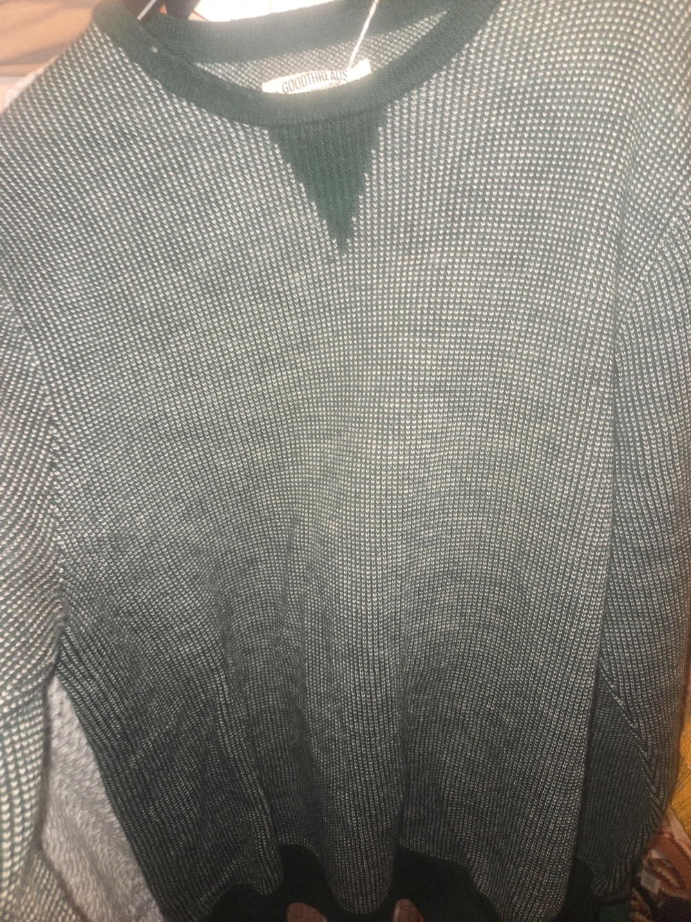 Goodthreads Green and White Waffle Knit Men's Sweater